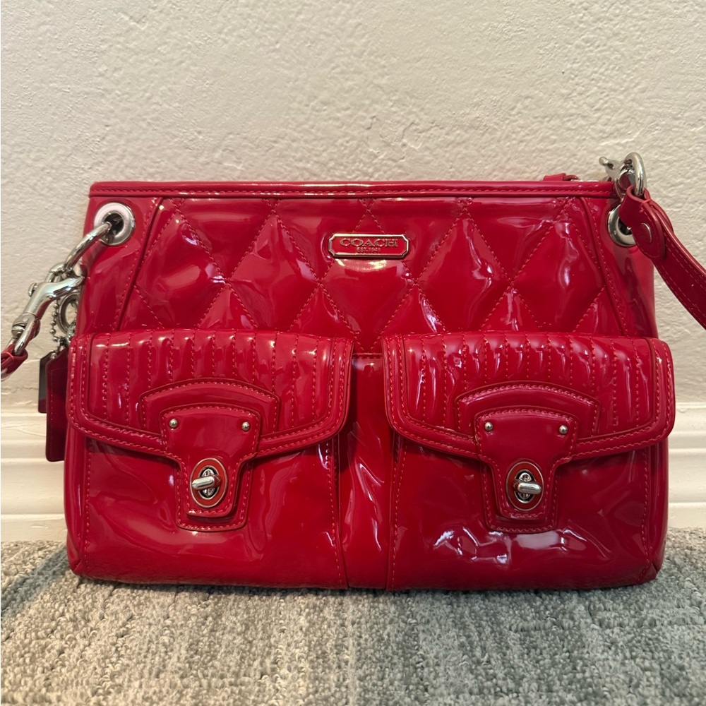 Coach Red Patent Leather Crossbody Bag